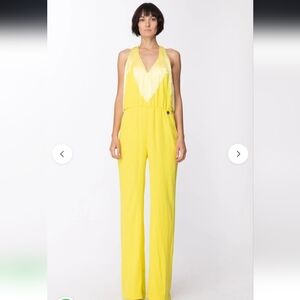 NWT Mangano Tuta Doyer Elegant Yellow Jumpsuit With Fringe